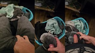 Re soaking the laundry pre wash squirts desperate piss all over