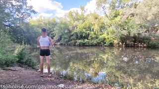 18 year old slut takes older man's load on riverbank in public car cruising