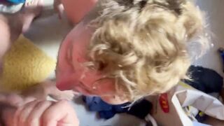 Face fucked til I choke gushing on his british loads
