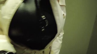 Uncut latex masturbate exploring the hotel cum on floor