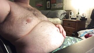 Chubby bear shakes chugs and blows his thick cum