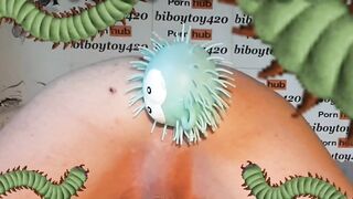 Centipede creeps deep inside femboy’s gaping ass in wild halloween parody