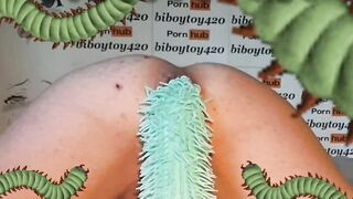 Centipede creeps deep inside femboy’s gaping ass in wild halloween parody