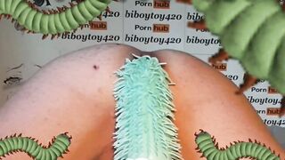 Centipede creeps deep inside femboy’s gaping ass in wild halloween parody
