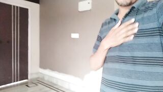 Beard man moaning loud and cumming with please on floor