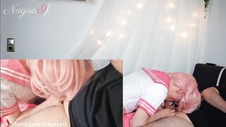 Tiny Trap Femboy Gagging on Daddy's Thick Cock