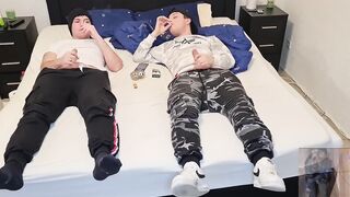 Gay boys smoking stroking and flooding the ashtray with cum