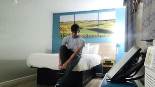 20yo muscle jock Demetri gets throat fucked raw and takes his load deep
