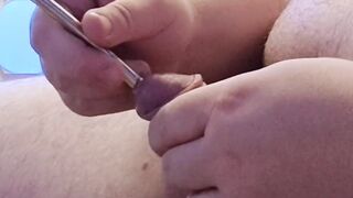 Gay chub’s drippling urethral sounding cumshot