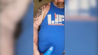 Big ass daddy bear gets wrecked with anal dildo gay toy compilation