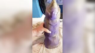 New XL dildo first ride stretches tight hole raw uncut cock throbbing