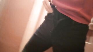 Twink pisses on camera while wearing different underwear close up