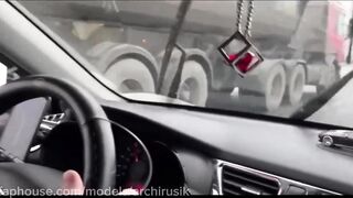 Bareback taxi ride destroyed the twink's tight ass with a monster cock