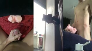 Non-stop fucking my tight Asian sex toy while I wank myself raw