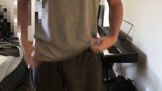 Big dick jerked off alone until thick white cumshot everywhere