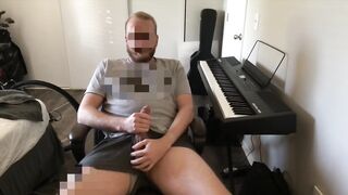Big dick jerked off alone until thick white cumshot everywhere