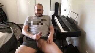 Big dick jerked off alone until thick white cumshot everywhere