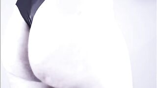 Chubby sissy’s balls swing while her ass twerks raw