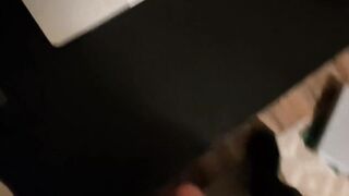 Jerkin off at my desk with a big cock and cum dripping everywhere