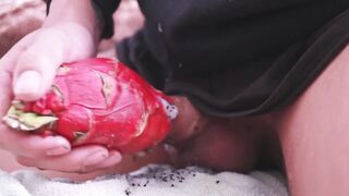 Dragon fruit solo jerk and piss session destroyed my ass