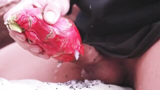Dragon fruit solo jerk and piss session destroyed my ass