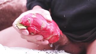 Dragon fruit solo jerk and piss session destroyed my ass
