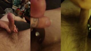 Average cock jerked off by friend close up big dick cumshot