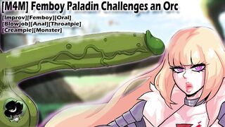 Femboy paladin gets wrecked by massive orc cock
