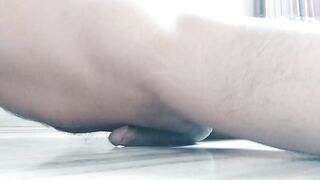 Hot Asian Pakinoon jerks his toned dick deep throbbing alone finally blows cum all over the floor