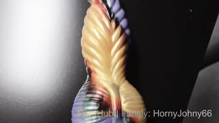 Twink rides thick dildo until hole drips and moans choke him raw
