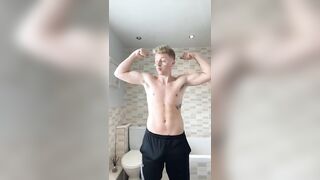 Hot twink jock jerks off after football alone