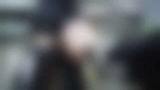 Public carpark sissy enamel black nurse masturbates on staircase dildo