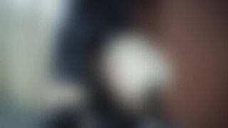 Public carpark sissy enamel black nurse masturbates on staircase dildo