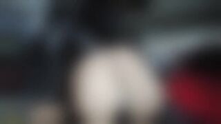 Public carpark sissy enamel black nurse masturbates on staircase dildo