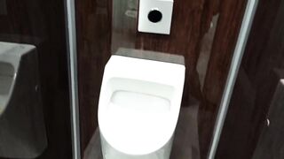 Twink whore gets face fucked with fresh load in public restroom
