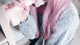 Sissy gets throat fucked swallowed 3 loads deep raw