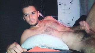 Hot jock blows his load deep inside tight hole and writhes in cum