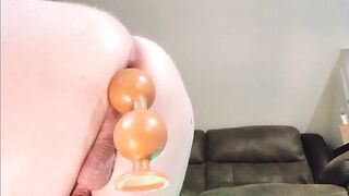 Stuffing apple-sized anal beads into my own gaping hole