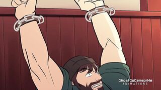 Muscle werewolf daddy roughs hairy dick into trembling gay furry