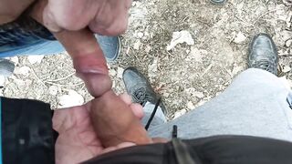 Old man wrecks my foreskin while I drip cum all over his uncut cock