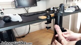 Twink whimpers as synced game makes cock cum
