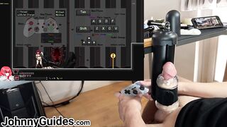 Twink whimpers as synced game makes cock cum