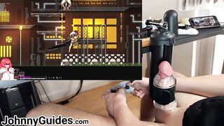 Twink whimpers as synced game makes cock cum