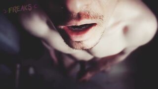 Tongue Split Blow Job on Dildo Freakss C Bearded Young Deepthroat