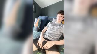 Hung twink jerks his fat uncut dick to TPK glory