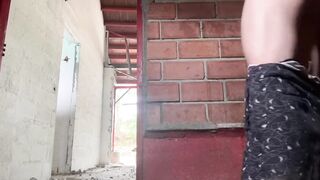 Latino twink destroyed his tight ass with a monster dildo in an abandoned house