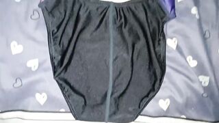 Latino guy unleashes brutal cumshot all over tight one piece swimsuit