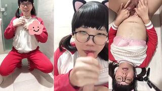 Amateur crossdresser deep throats after school wet panties dildo blowjob