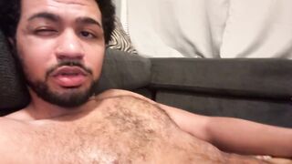 Big hairy dick explodes twice after 33 days of semen retention while moaning hard