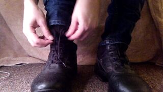 Stinky sweaty Magnum boots and no-show socks destroyed my gay boy feet
